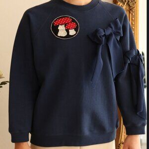 NWT Mushroom Patch Sweatshirt With Bow Details